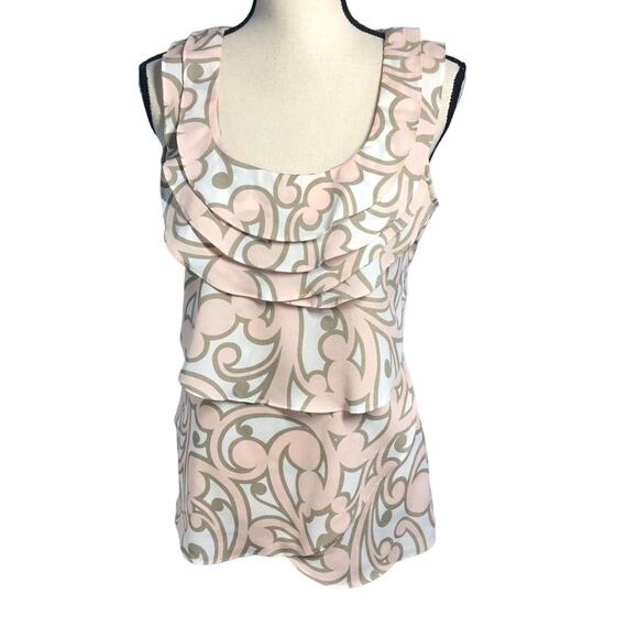 Ny & Co peach/tan ruffled tank small - Picture 2 of 8